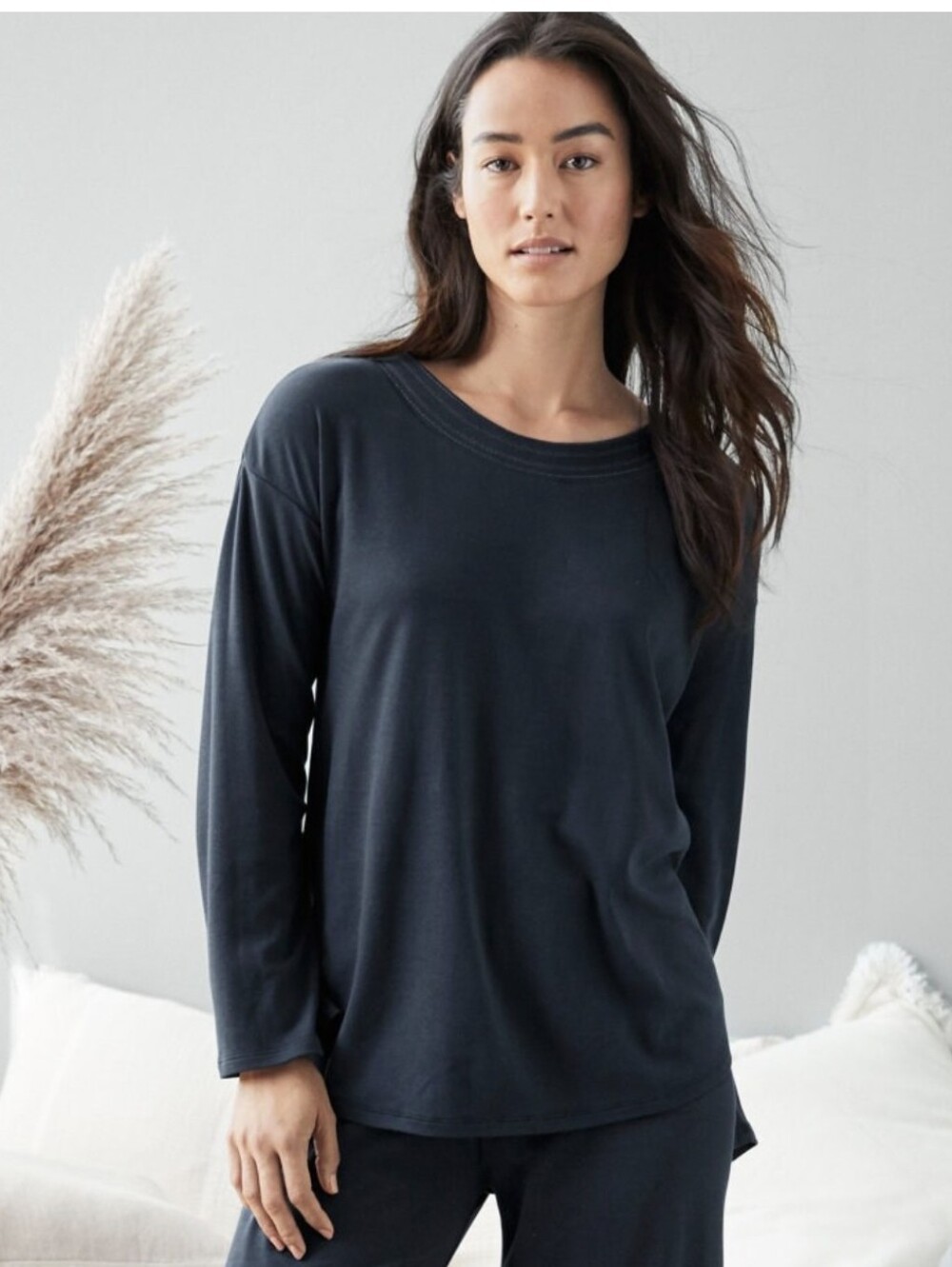 Eileen Fisher | Crewneck| Charcoal Grey Tencel Lyocell |Knit Long Sleeve Top| XL